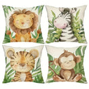 Jungle Animals Cartoon Print Pillowcase by Ljojo - Sofa, Bedroom, Car Cover