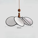 French Retro Fabric Petal Pendant Light Wooden Accent for Restaurant Hotel Living Room Dining Room Home Decor