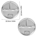 Ljojo 304 Stainless Steel Round Dinner Plate 3 Compartments Stackable Fruit Salad Plates