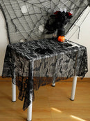Ljojo™ Bat Lace Table Runner Cobweb Tablecloth Gothic Halloween Dining Decor