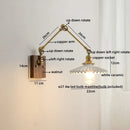 Ljojo LED Wall Light Fixture Modern Style Walnut Copper Bedroom Living Room Bedside Lamp