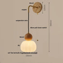 Ljojo LED Wall Sconce Walnut Wood Pull Chain Switch Art Light