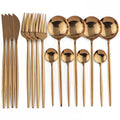 Ljojo Luxury Black Stainless Steel Cutlery Set - 16 Piece Tableware Dinnerware Kitchen Flatware