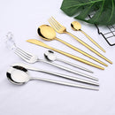 Ljojo 24-Piece Stainless Steel Cutlery Set - Black Western Dinnerware Silverware Set