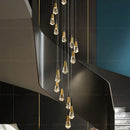 Ljojo Light Luxury Villa Crystal Chandelier Spiral Staircase LED Chandelier
