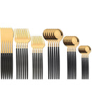 Ljojo 36pc Black Gold Stainless Steel Cutlery Set - Western Tableware Flatware