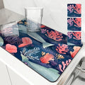 Ljojo Marine Whales Desk Drain Pad, Heat Resistant Non-slip Kitchen Drying Mat