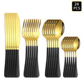 Ljojo 24-Piece Gold & Black Stainless Steel Cutlery Set
