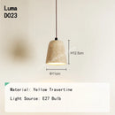 Yellow Travertine Pendant Light Stone Wood Hanging Light for Kitchen Island by Ljojo