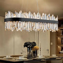 Ljojo Gold Rectangle Crystal Chandelier for Dining Room | Modern Kitchen Island Ceiling Light