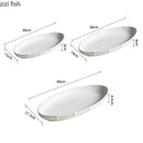 Ljojo Lotus Leaf Oval Plate: Ceramic Fish Steamed Dish for Sushi, Salad, Dessert