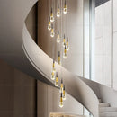Ljojo Light Luxury Villa Crystal Chandelier Spiral Staircase LED Chandelier