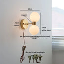 Ljojo LED Wall Lamps 2 Heads Pull Chain Switch White Glass Stair Light