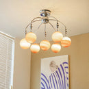 Nordic Pink Glass Ball LED Chandelier for Living Room by Ljojo