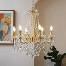 French Luxury Copper Candle Led E14 Chandelier | Elegant Crystal Pendant Lights - Ljojo