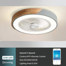 Ljojo 52CM Green Wood Ceiling Fan Light With Remote Control for Bedroom Dining Room
