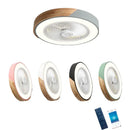 Ljojo 52CM Green Wood Ceiling Fan Light With Remote Control for Bedroom Dining Room