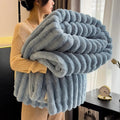 Ljojo Luxury Rabbit Fur Throw Blanket for Cozy Warmth and Comfort