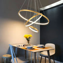 Nordic 6 Ring LED Chandelier Dimmable Modern Living Bedroom Decor Lighting by Ljojo