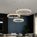 Ljojo Luxury Gold Round Crystal Chandelier Pendant Light for Living Dining Bedroom