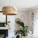 Boho Wood Bead Fringe Pendant Lampshade for Bedroom Dining Room by Ljojo