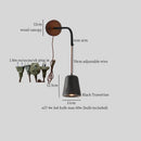Ljojo Mid Century Modern LED Wall Light - Black Travertine Folding Bedside Lamp