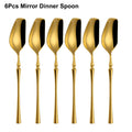 Ljojo 24-Piece Gold Stainless Steel Cutlery Set Flatware Knife Fork Spoon Mirror Matte