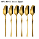 Ljojo 24-Piece Gold Stainless Steel Cutlery Set Flatware Knife Fork Spoon Mirror Matte