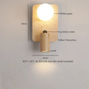 Ljojo Mid Century Modern LED Wall Light Pull Chain Switch Yellow Travertine Bedroom Lamps