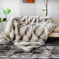 Ljojo Luxury Fox Fur Plaid Blanket for High-End Home Decoration