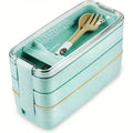 Ljojo 3-Layer Healthy Material Kids Bento Box with Handle, 900ML