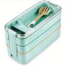 Ljojo 3-Layer Healthy Material Kids Bento Box with Handle, 900ML