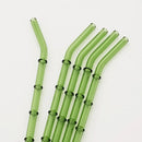 Ljojo 11Pcs Green Glass Straws Set with Brush - High Borosilicate Drinkware