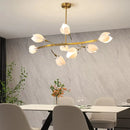 Art Deco White Ceramic Chandelier Pendant Lamp G4 Bulb Gold Metal - Ljojo