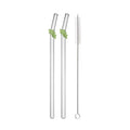 Ljojo 200*8mm Leaf Glass Straws for Smoothie Cocktail Coffee Juice Drinks