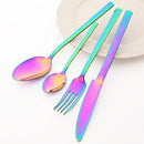 Ljojo 16-Piece Black Stainless Steel Cutlery Set for Western Dining