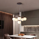 Nordic Style Wood LED Chandelier Modern Ring Lamp Glass Ball Decor Pendant Lights