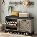 Ljojo™ Entryway Shoe Cabinet with Flip Drawers, Coat Rack & Storage Bench