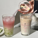 Ljojo 450ml Glass Tumbler with Straw and Lid - Transparent Bubble Tea Cup