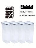 Ljojo 2.8L Airtight Food Storage Jars - Set of 4 with Labels and Pen