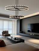 Ljojo Luxury Gold Chandeliers for Living Room in America with Glass Crystals and LED Lighting