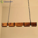 Ljojo Industrial Minimalist LED Pendant Lights Solid Wood Column Chandelier for Living Room