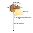 Ljojo LED Wall Light Fixture Ceramic Wood Interior Lighting Bedside Lamp