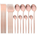 Ljojo Luxury Matte Stainless Steel Cutlery Set - 16 Piece Kitchen Tableware Silverware Set