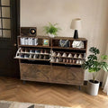 Ljojo™ Shoe Storage Cabinet with 4 Flip Drawers and Open Shelves