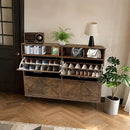 Ljojo™ Shoe Storage Cabinet with 4 Flip Drawers and Open Shelves