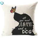 All You Need is Love and a Dog Linen Throw Pillow by Ljojo
