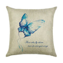 Ljojo Linen Butterfly Flower Sofa Cushion Cover 45*45 - Home Decor Printed Pillow Case