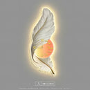 LED Wall Lamp Feather Creative Clock High-end Feeling Bedroom Bedside Ljojo