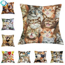 British Cat Golden Retriever Print Linen Cushion Cover - Ljojo Home Decor